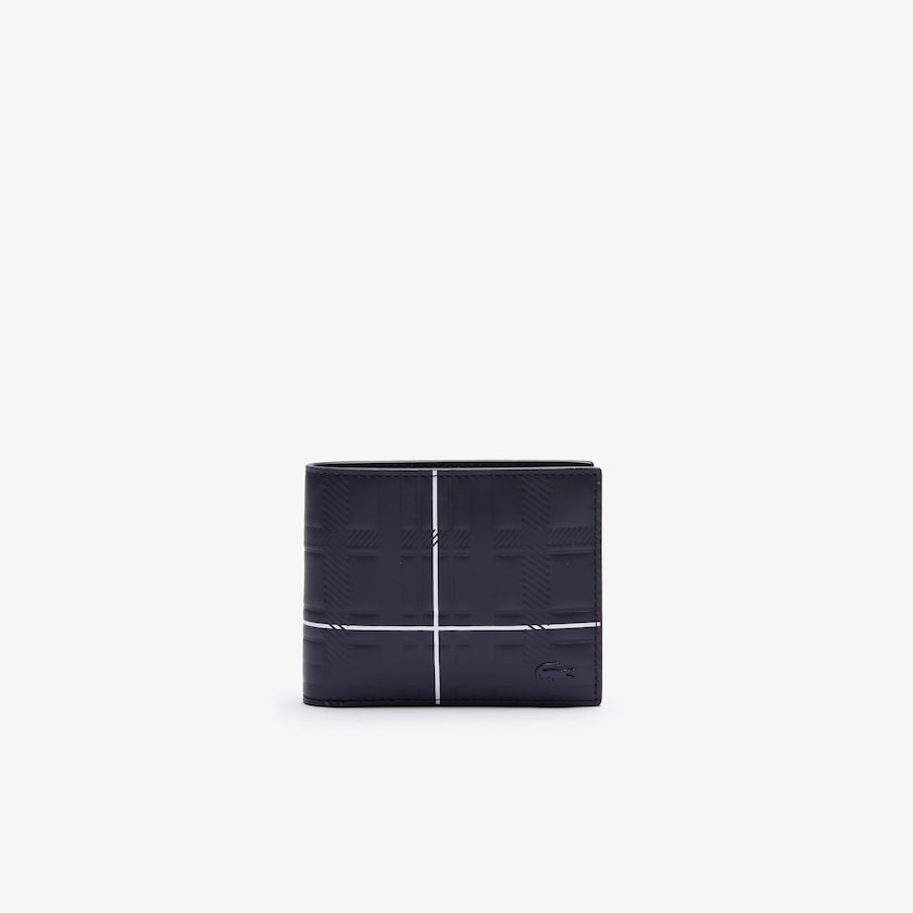 Carteiras Lacoste Masculino Azul Marinho Azuis Branco Fitzgerald Check-Effect Textured Leather DK5-82348Z5