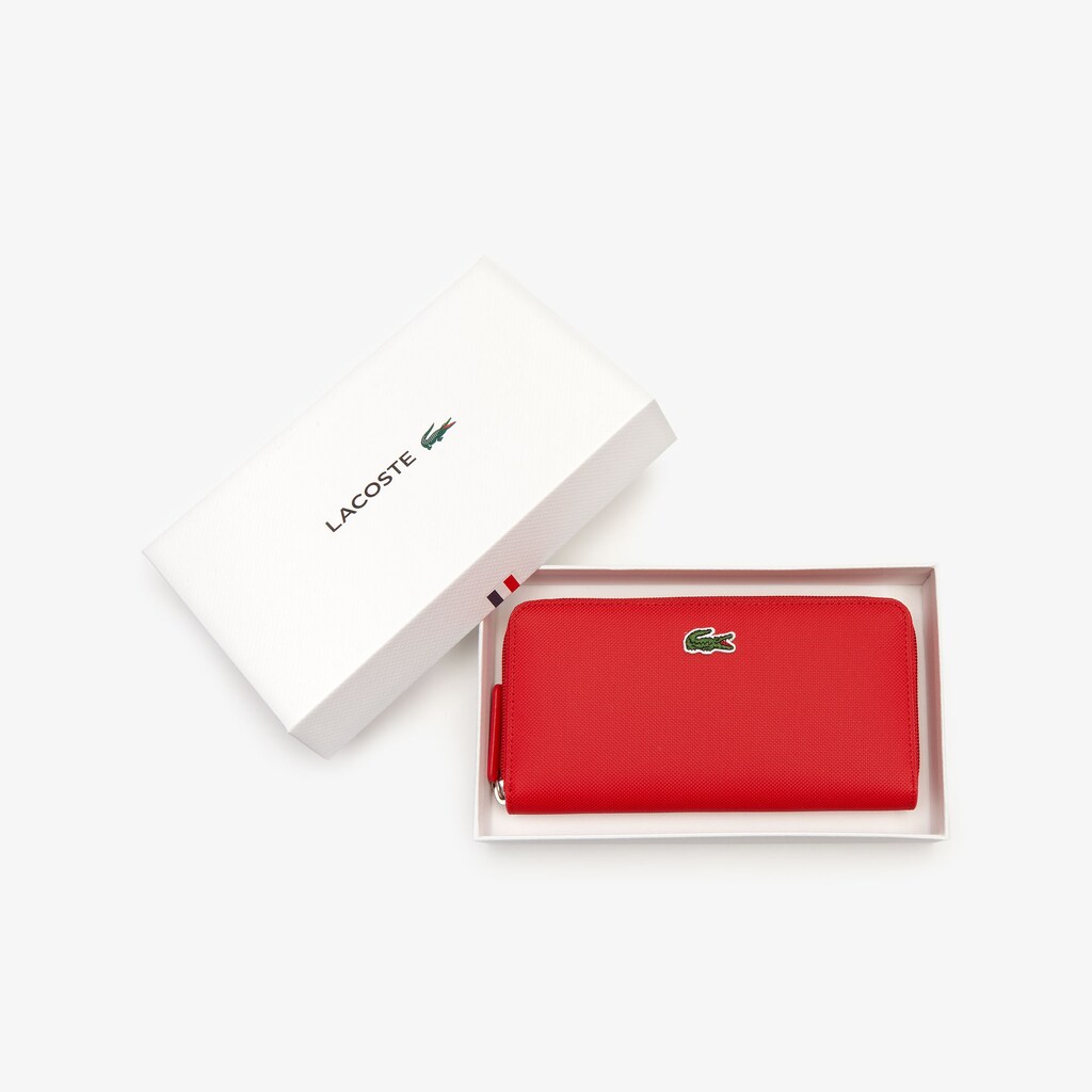 Carteiras Lacoste Feminino Vermelhas L.12.12 Concept Petit Piqué 12 Card Zip XR5-37833F2