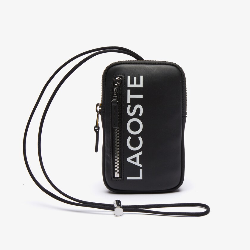 Carteiras Lacoste Masculino Pretas Branco L.12.12 Smooth Leather Necklace Phone SH5-36153G6