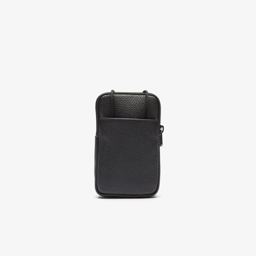 Carteiras Lacoste Masculino Pretas Soft Mate Matte Full-Grain Leather Necklace Phone KV9-37273C6