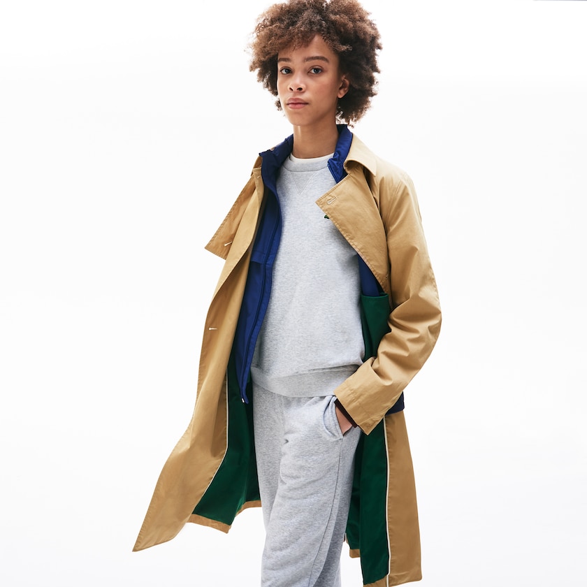 Casacos Lacoste Feminino Bege Contrast Belt Trench HR1-82708U5