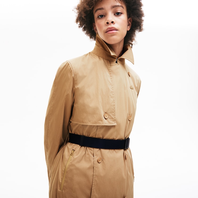 Casacos Lacoste Feminino Bege Contrast Belt Trench HR1-82708U5