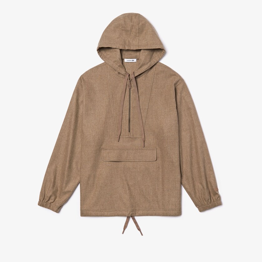 Casacos Lacoste Masculino Luz Marrom Fashion Show Hooded Solid Virgin Wool GU4-41104N0