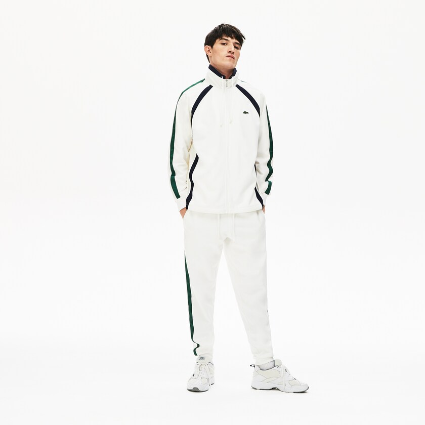 Casacos Lacoste Masculino Branco Azul Marinho Azuis Verdes Heritage Stripe Track TB4-79407M4