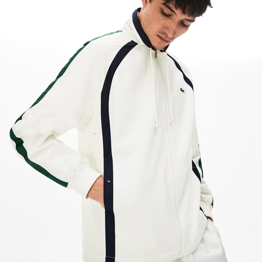 Casacos Lacoste Masculino Branco Azul Marinho Azuis Verdes Heritage Stripe Track TB4-79407M4
