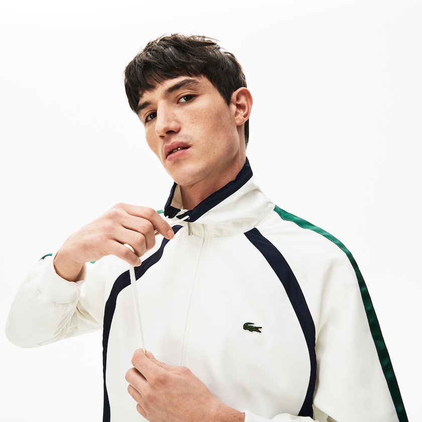 Casacos Lacoste Masculino Branco Azul Marinho Azuis Verdes Heritage Stripe Track TB4-79407M4