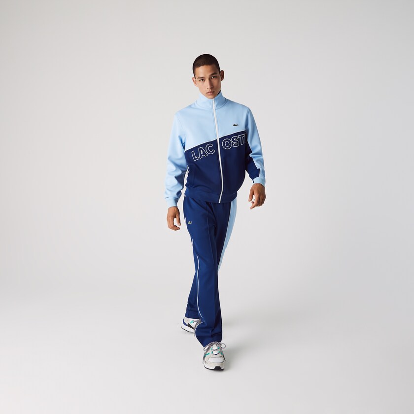 Casacos Lacoste Masculino Azuis LIVE Colorblock Neoprene Tracksuit EL1-10551U7