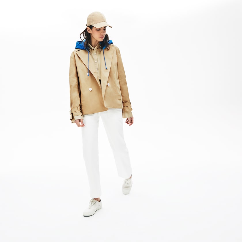 Casacos Lacoste Feminino Bege Azuis LIVE Contrast Hood 2-in-1 Trench HY2-58695I1