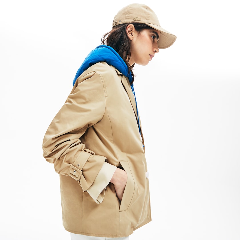 Casacos Lacoste Feminino Bege Azuis LIVE Contrast Hood 2-in-1 Trench HY2-58695I1