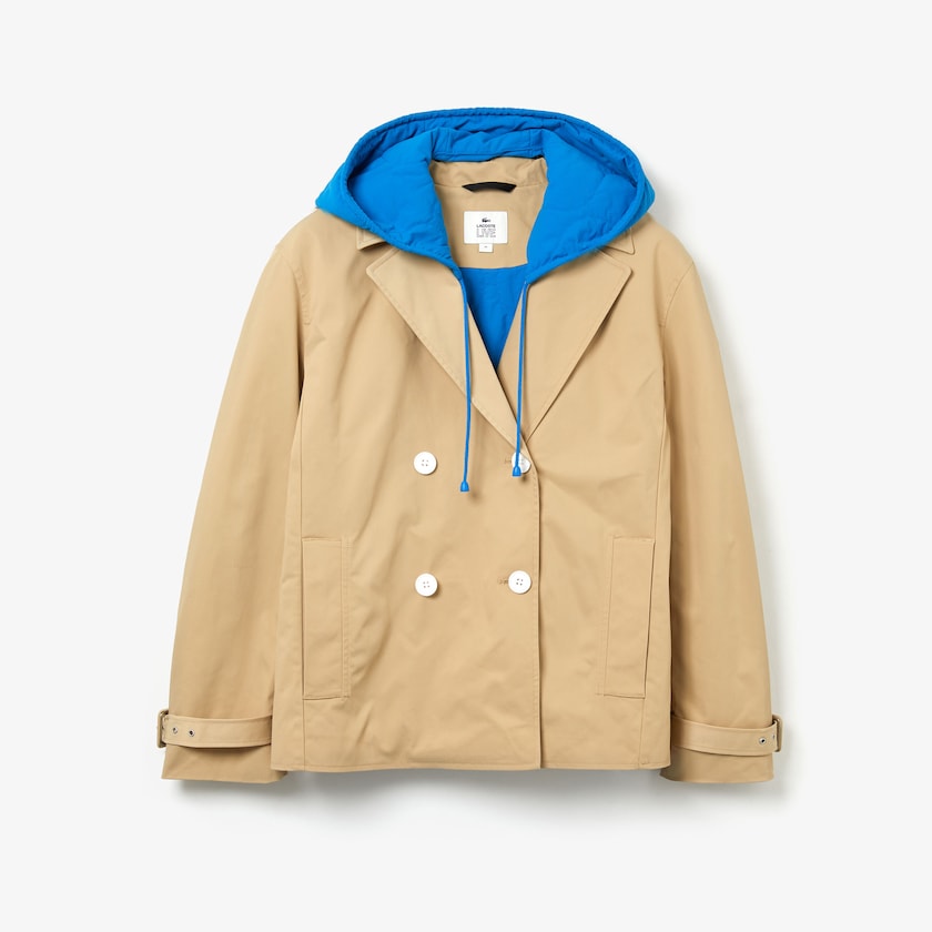 Casacos Lacoste Feminino Bege Azuis LIVE Contrast Hood 2-in-1 Trench HY2-58695I1