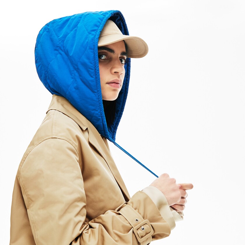 Casacos Lacoste Feminino Bege Azuis LIVE Contrast Hood 2-in-1 Trench HY2-58695I1