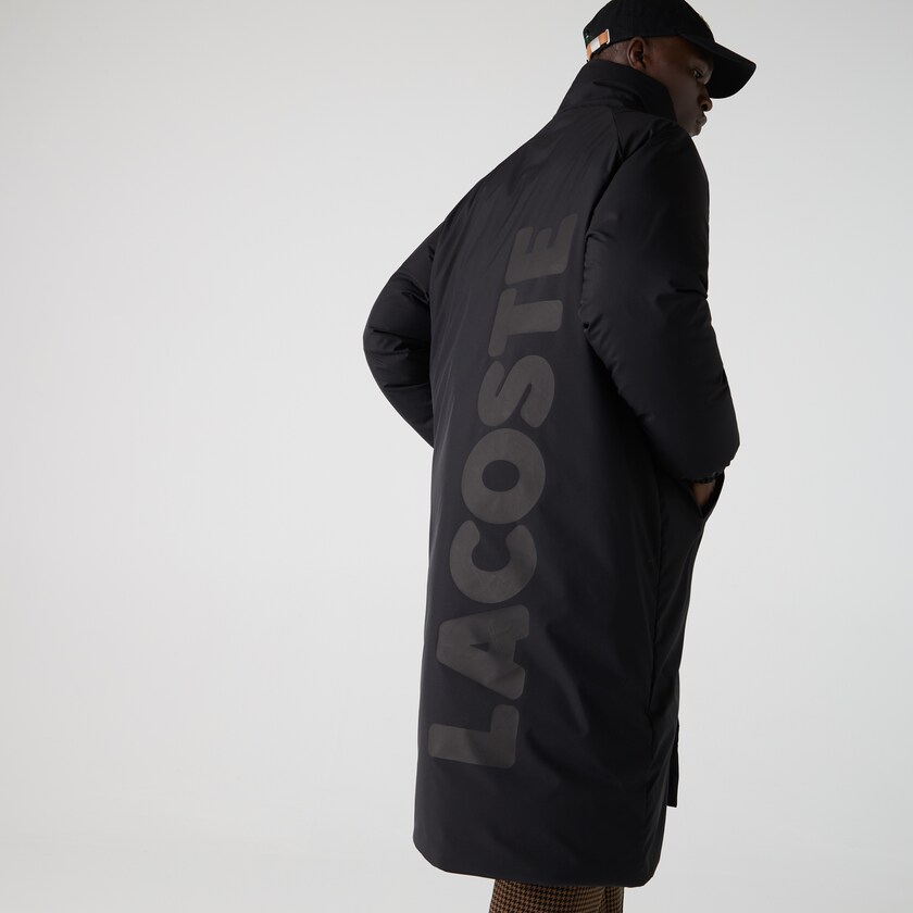 Casacos Lacoste Masculino Pretas LIVE Hooded Water-Repellent Oversized GC5-21602C7