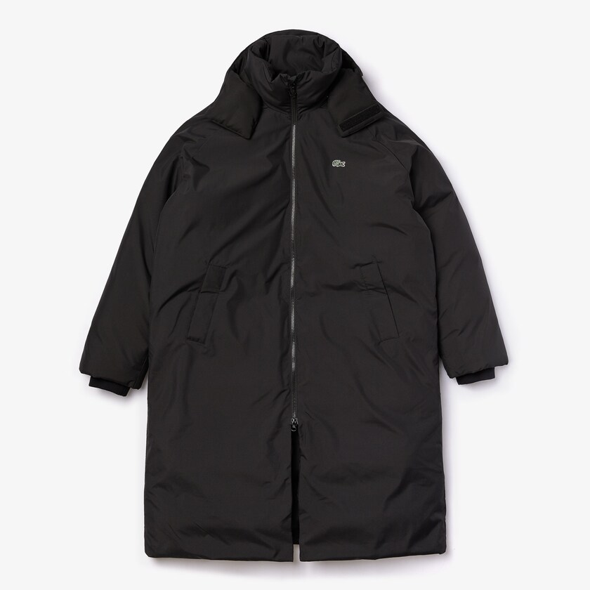 Casacos Lacoste Masculino Pretas LIVE Hooded Water-Repellent Oversized GC5-21602C7