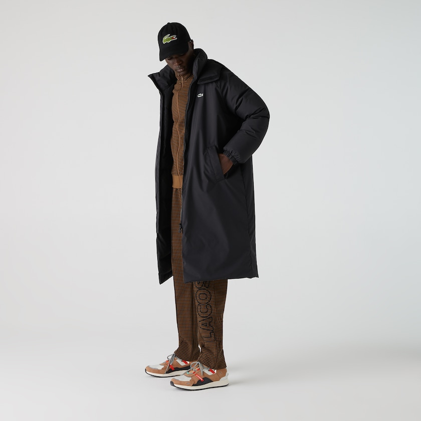 Casacos Lacoste Masculino Pretas LIVE Hooded Water-Repellent Oversized GC5-21602C7