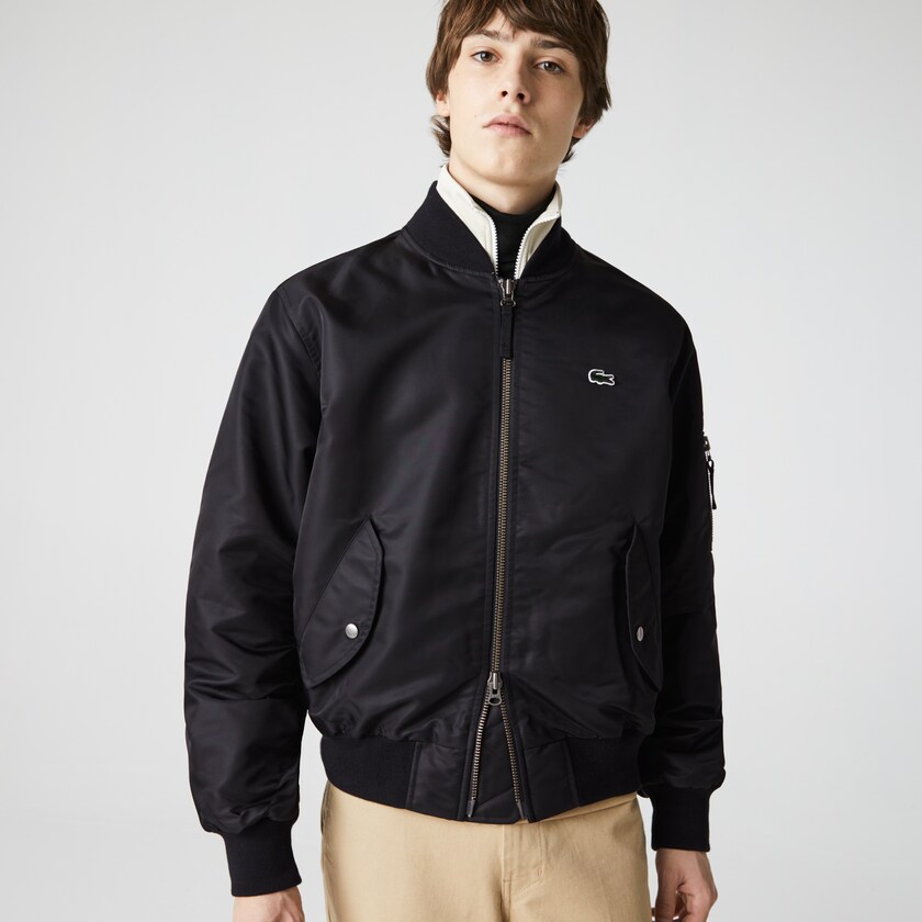 Casacos Lacoste Masculino Pretas LIVE Oversized Contrast Bomber QF0-11671Y7