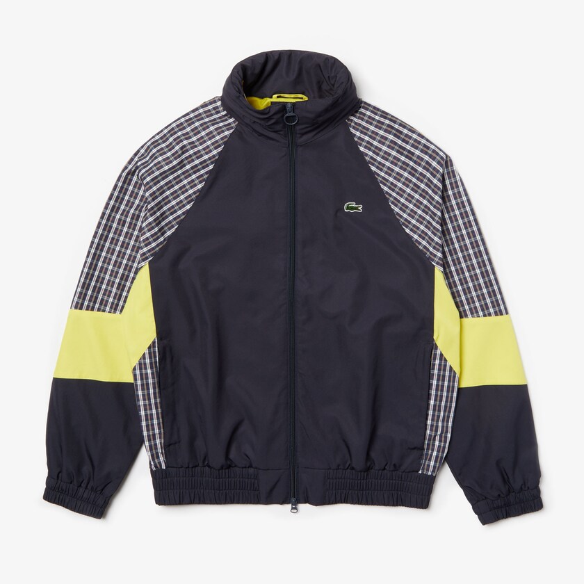 Casacos Lacoste Masculino Azuis Amarelas Branco LIVE Patchwork Track UN8-19881Q9