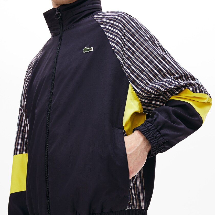 Casacos Lacoste Masculino Azuis Amarelas Branco LIVE Patchwork Track UN8-19881Q9