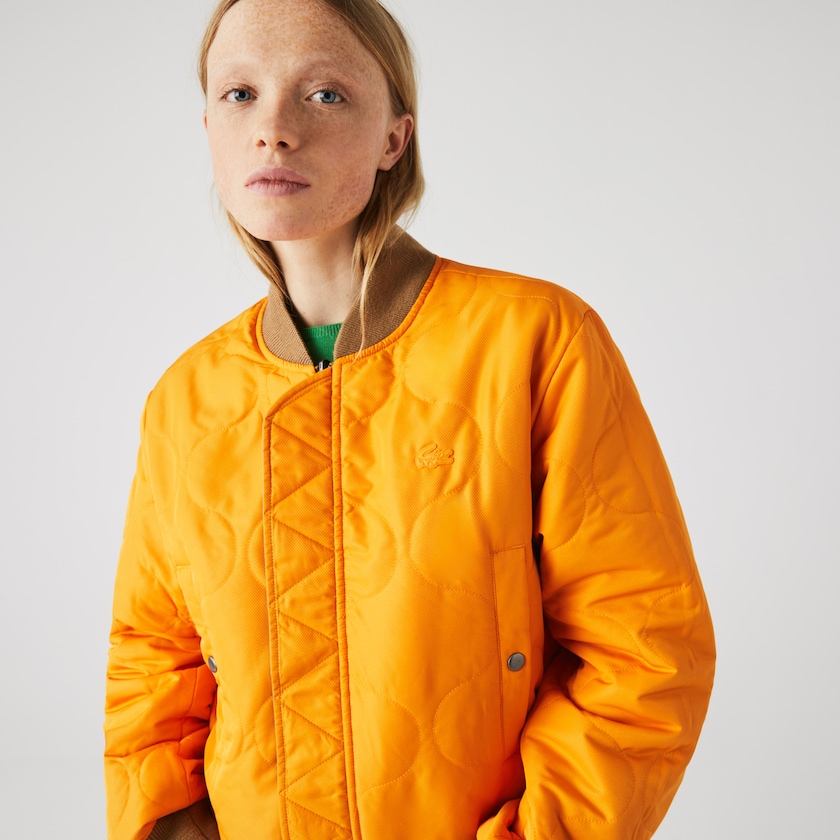 Casacos Lacoste Feminino Bege Laranja LIVE Reversible Monogram Patterned Bomber JE6-40314I8