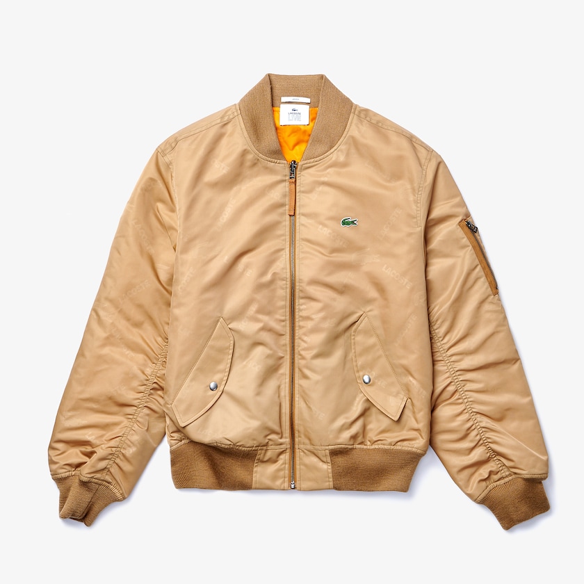 Casacos Lacoste Feminino Bege Laranja LIVE Reversible Monogram Patterned Bomber JE6-40314I8