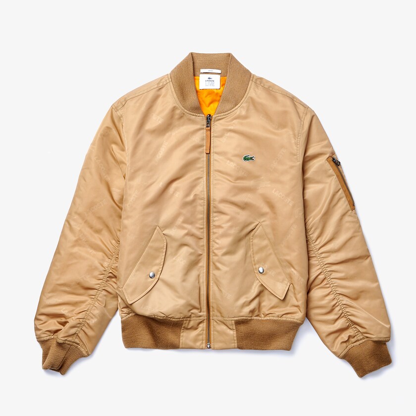 Casacos Lacoste Masculino Bege Laranja LIVE Reversible Monogram Patterned Bomber AW1-24752D0