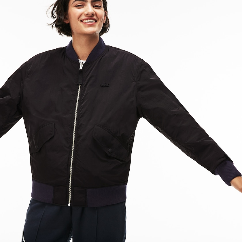 Casacos Lacoste Masculino Pretas Azuis LIVE Reversible Nylon And Fleece Bomber TS7-77717Y4