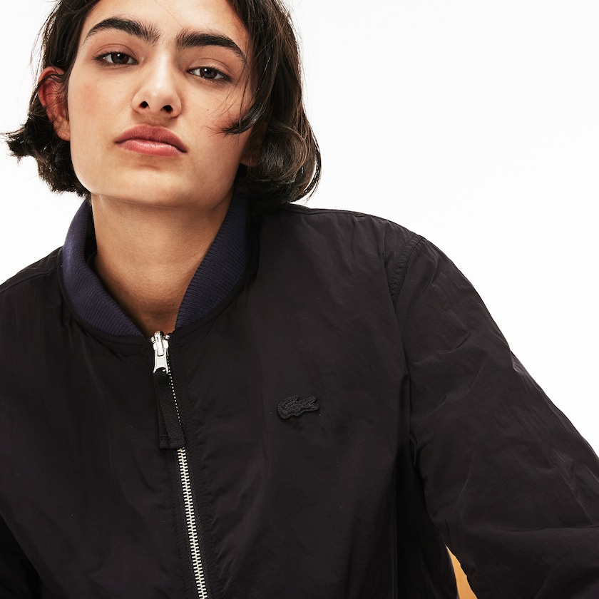 Casacos Lacoste Masculino Pretas Azuis LIVE Reversible Nylon And Fleece Bomber TS7-77717Y4