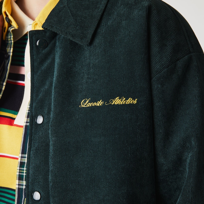 Casacos Lacoste Feminino Verdes Escuro LIVE Ribbed Velvet Bomber WR1-70797D4