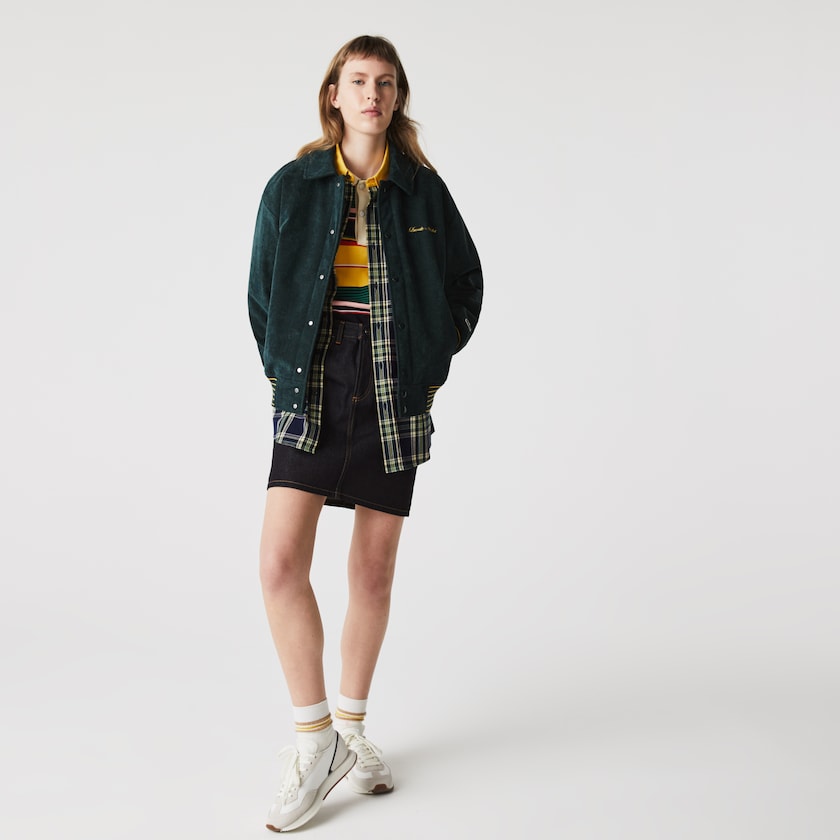 Casacos Lacoste Feminino Verdes Escuro LIVE Ribbed Velvet Bomber WR1-70797D4