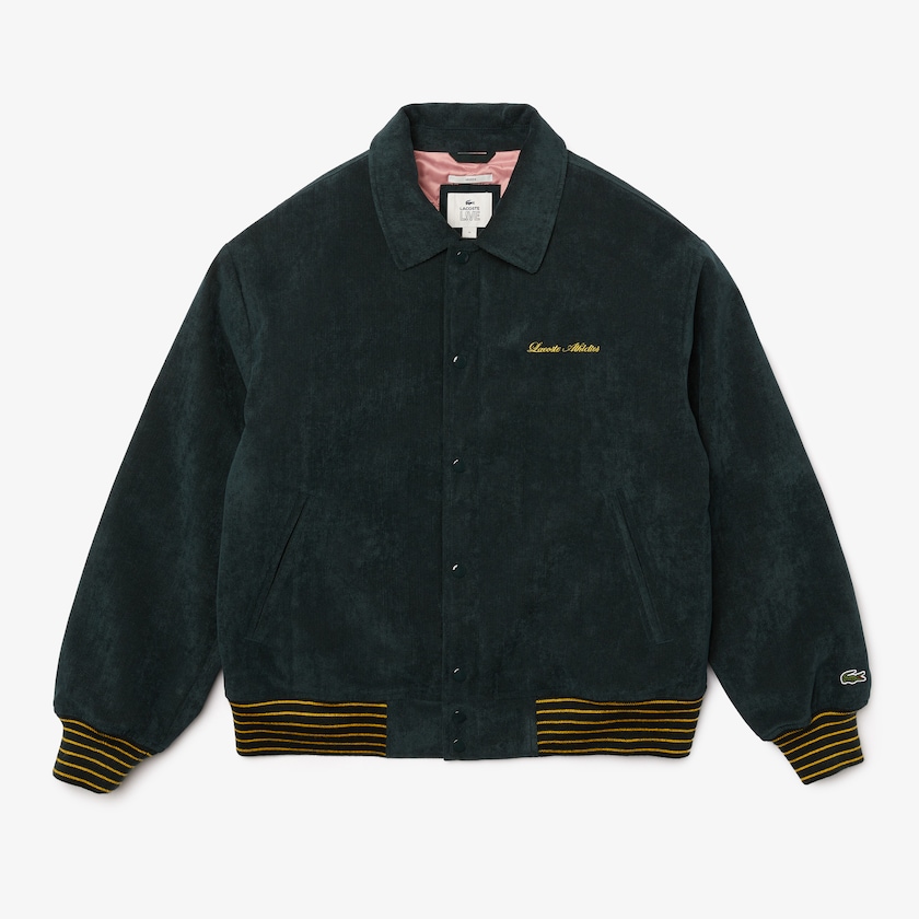 Casacos Lacoste Feminino Verdes Escuro LIVE Ribbed Velvet Bomber WR1-70797D4