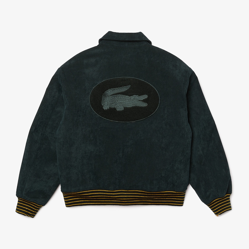 Casacos Lacoste Feminino Verdes Escuro LIVE Ribbed Velvet Bomber WR1-70797D4