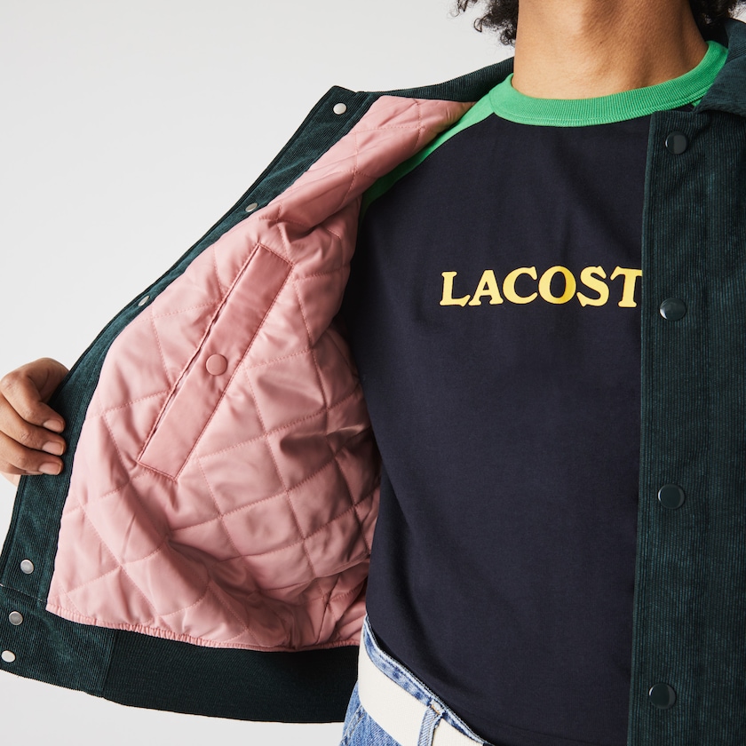 Casacos Lacoste Feminino Verdes Escuro LIVE Ribbed Velvet Bomber WR1-70797D4