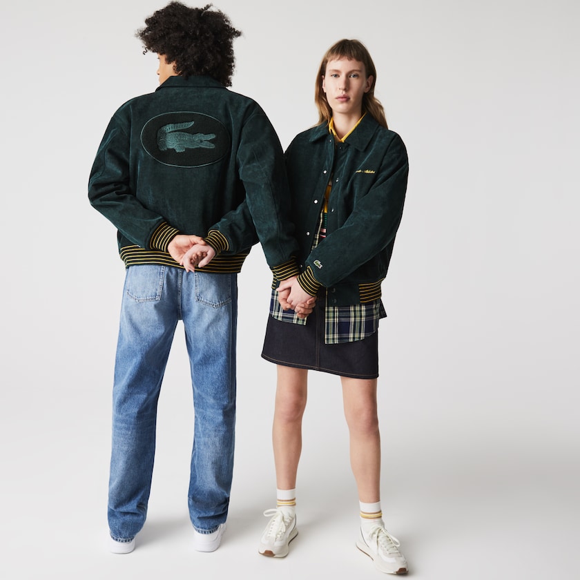 Casacos Lacoste Feminino Verdes Escuro LIVE Ribbed Velvet Bomber WR1-70797D4