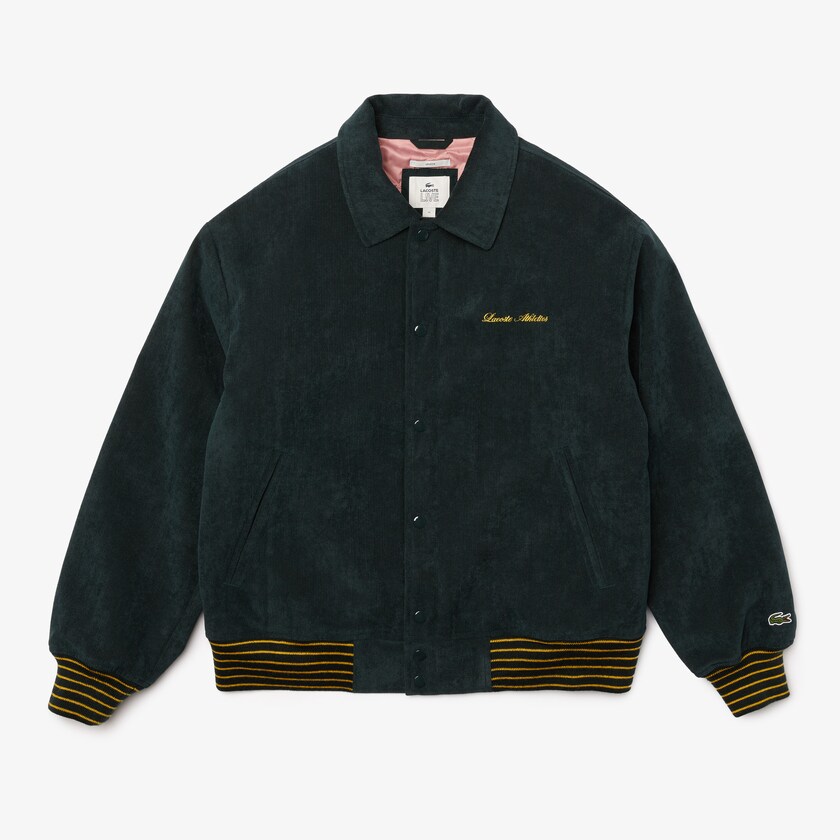 Casacos Lacoste Masculino Verdes Escuro LIVE Ribbed Velvet Bomber ZM2-78417L9