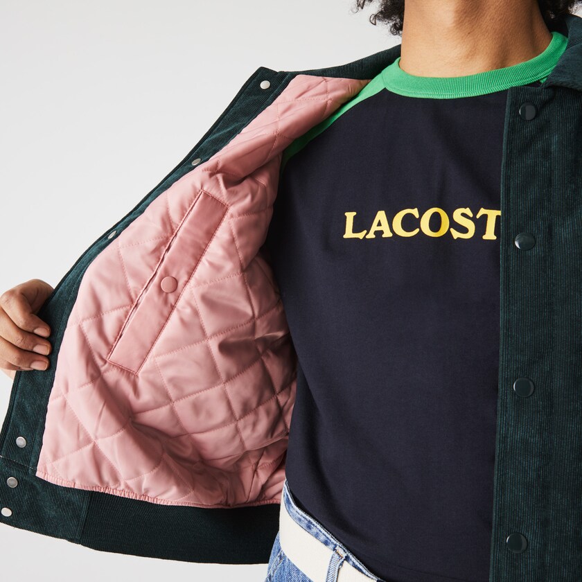 Casacos Lacoste Masculino Verdes Escuro LIVE Ribbed Velvet Bomber ZM2-78417L9