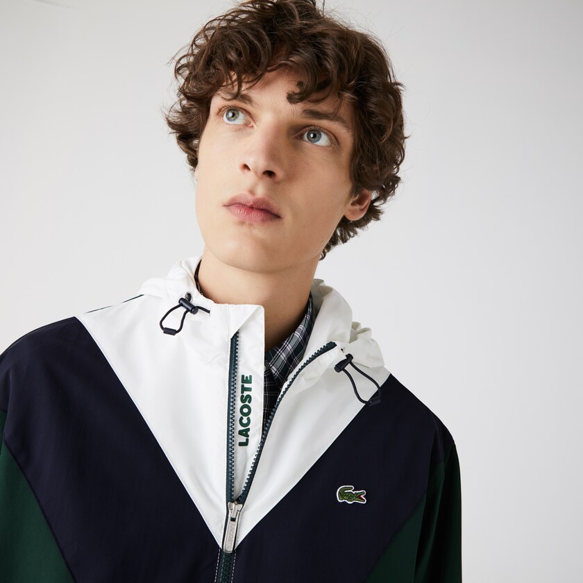 Casacos Lacoste Masculino Verdes Azul Marinho Azuis Branco Lightweight Colorblock Hooded KL2-01900C4