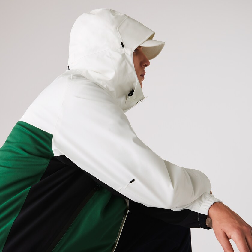 Casacos Lacoste Masculino Verdes Branco Azul Marinho Azuis Lightweight Colorblock Hooded Water-Resistant BF8-37243S1