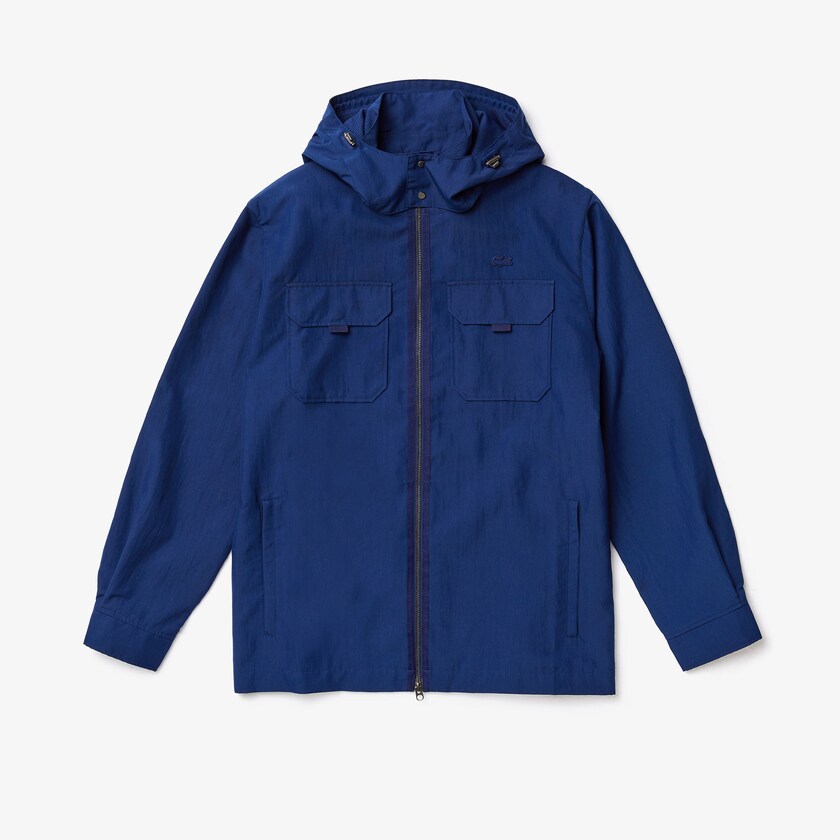 Casacos Lacoste Masculino Azul Marinho Azuis Lightweight Detachable-Hood GN5-88588N0