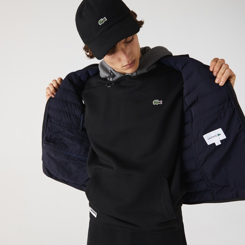 Casacos Lacoste Masculino Pretas Lightweight Foldable Water-Resistant Puffer WR3-19751J0