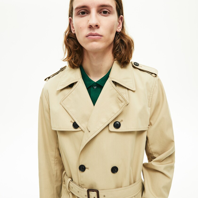 Casacos Lacoste Masculino Bege Long Belted Cotton Trench ES5-29932L9
