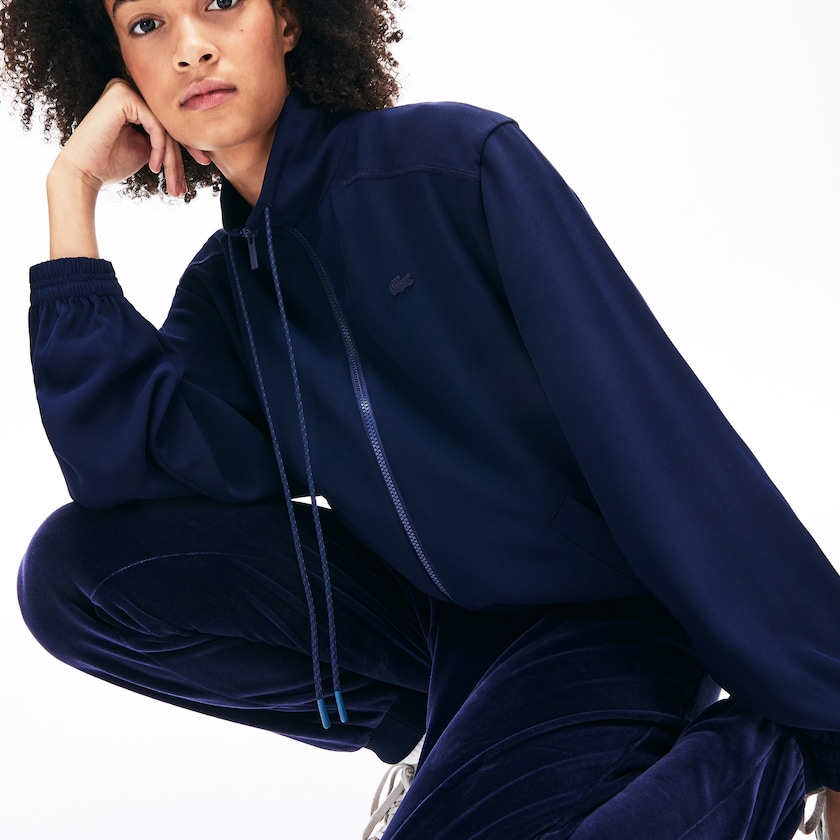 Casacos Lacoste Feminino Azul Marinho Azuis Motion Oversized Twill Zippered BJ2-03250O0