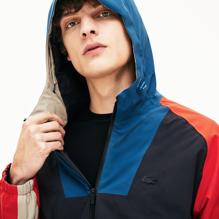 Casacos Lacoste Masculino Cinzentas Escuro Azul Marinho Azuis Vermelhas Bege Motion Water-Resistant Colorblock Zip AV2-07380F9