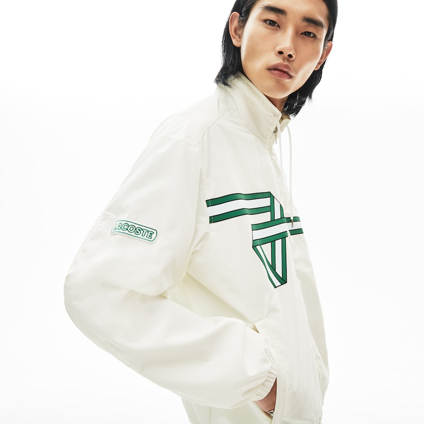 Casacos Lacoste Masculino Branco Print Band Zip Heritage Tracksuit HR8-39713X9