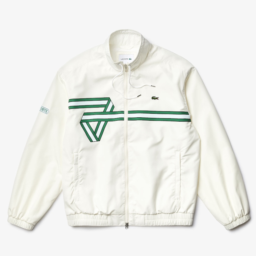 Casacos Lacoste Masculino Branco Print Band Zip Heritage Tracksuit HR8-39713X9