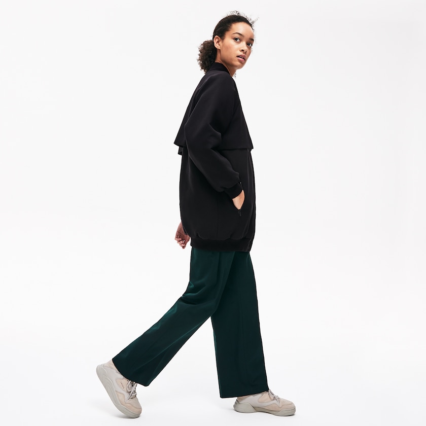 Casacos Lacoste Feminino Pretas Quilted Lining Long Wool Crepe Bomber TH1-83248Z3