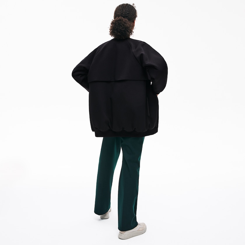 Casacos Lacoste Feminino Pretas Quilted Lining Long Wool Crepe Bomber TH1-83248Z3