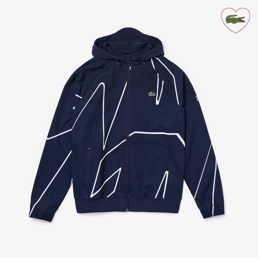 Casacos Lacoste Masculino Azul Marinho Azuis Branco SPORT French Open Hooded Zip XT4-36753Z5
