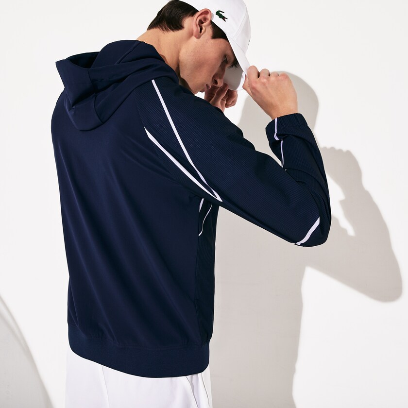 Casacos Lacoste Masculino Azul Marinho Azuis Branco SPORT French Open Hooded Zip XT4-36753Z5