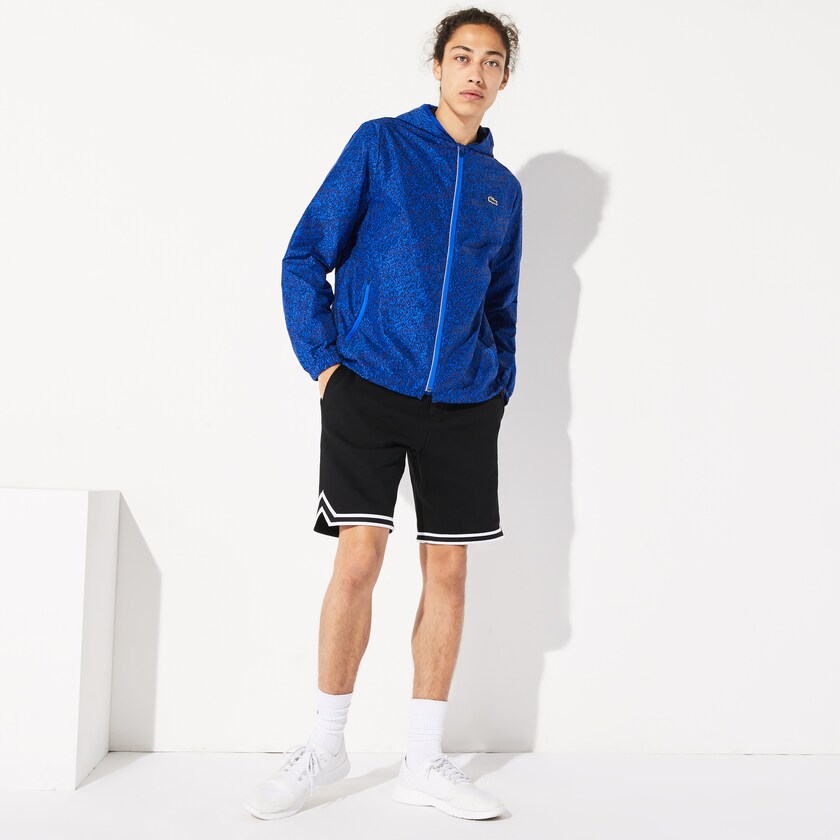 Casacos Lacoste Masculino Azul Marinho Azuis Azuis SPORT Hooded Print Zip KJ6-78167A8