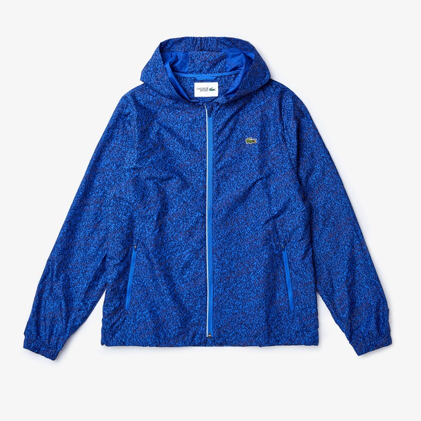 Casacos Lacoste Masculino Azul Marinho Azuis Azuis SPORT Hooded Print Zip KJ6-78167A8