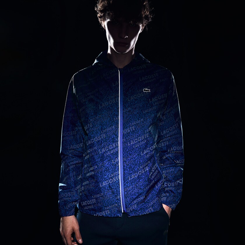 Casacos Lacoste Masculino Azul Marinho Azuis Azuis SPORT Hooded Print Zip KJ6-78167A8